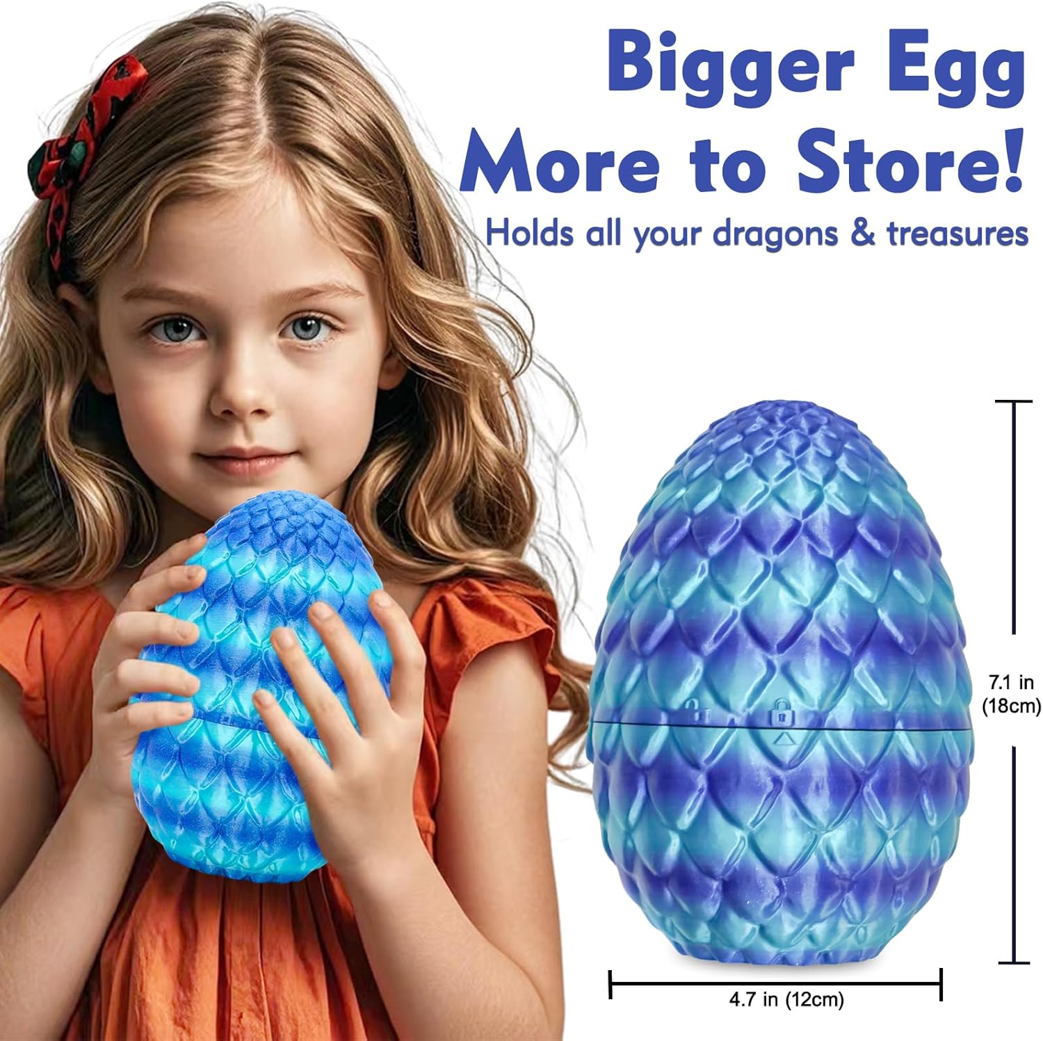 10pcs Mini Flying Dragons in Dragon Egg 3D Printed Collectible Fantasy Toy Gift Set for Kids Boys Girls Teens Birthday Easter Christmas Stocking Party Favor Display(Starlit Blue)