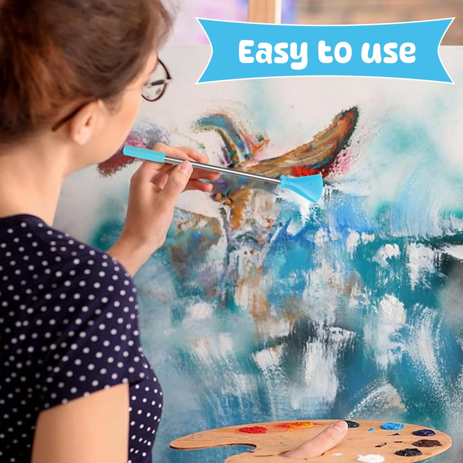 Edelstahl -Strohhalm -Blow Düsen, Acrylgussfarben, 8 Düsen und 2 Strohhalme, Vielseitige Flüssigkeitskunstwerkzeuge, Geeignet für Blüte und Niederländische Gusstechniken, für (Blue)