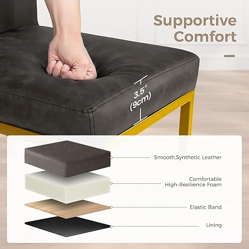 Miniatura 7 de Maison Arts - Juego de 2 taburetes de bar de altura para encimera de cocina de 24 pulgadas, modernos taburetes de bar tapizados de piel sintética de