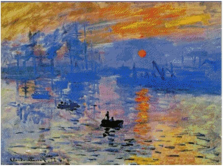 Point de croix Impression Soleil Levant broderie point américain 14 CT Monet
