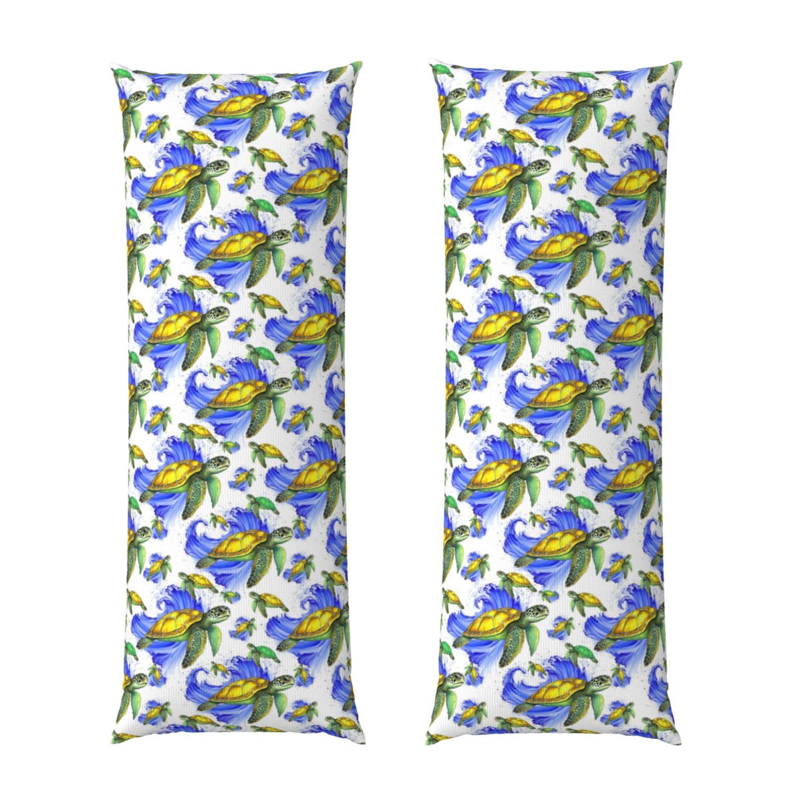 Body Pillow Cover 20x54 Inch, Watercolor Sea Turtles, Soft Long Pillowcase with Hidden Zipper, Breathable Cushion Protector for Bed Couch Sofa Home
