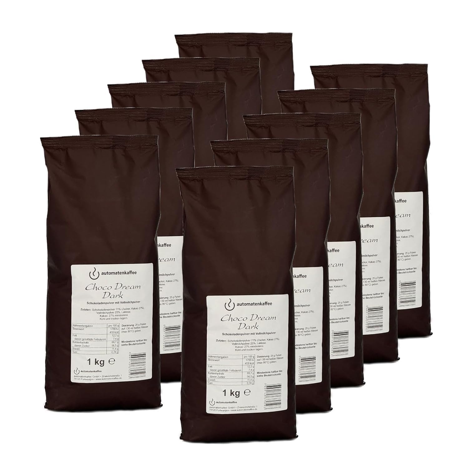 Choco Dream Dark 27 10 x 1.000g | Automatenfähiger Kakao mit 27% Kakaoanteil