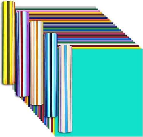 Lya Vinyl Paquete de vinilo permanente, 25 hojas de vinilo autoadhesivas + 5 láminas de vinilo holográficas para Cricut, 12 x 12 pulgadas para