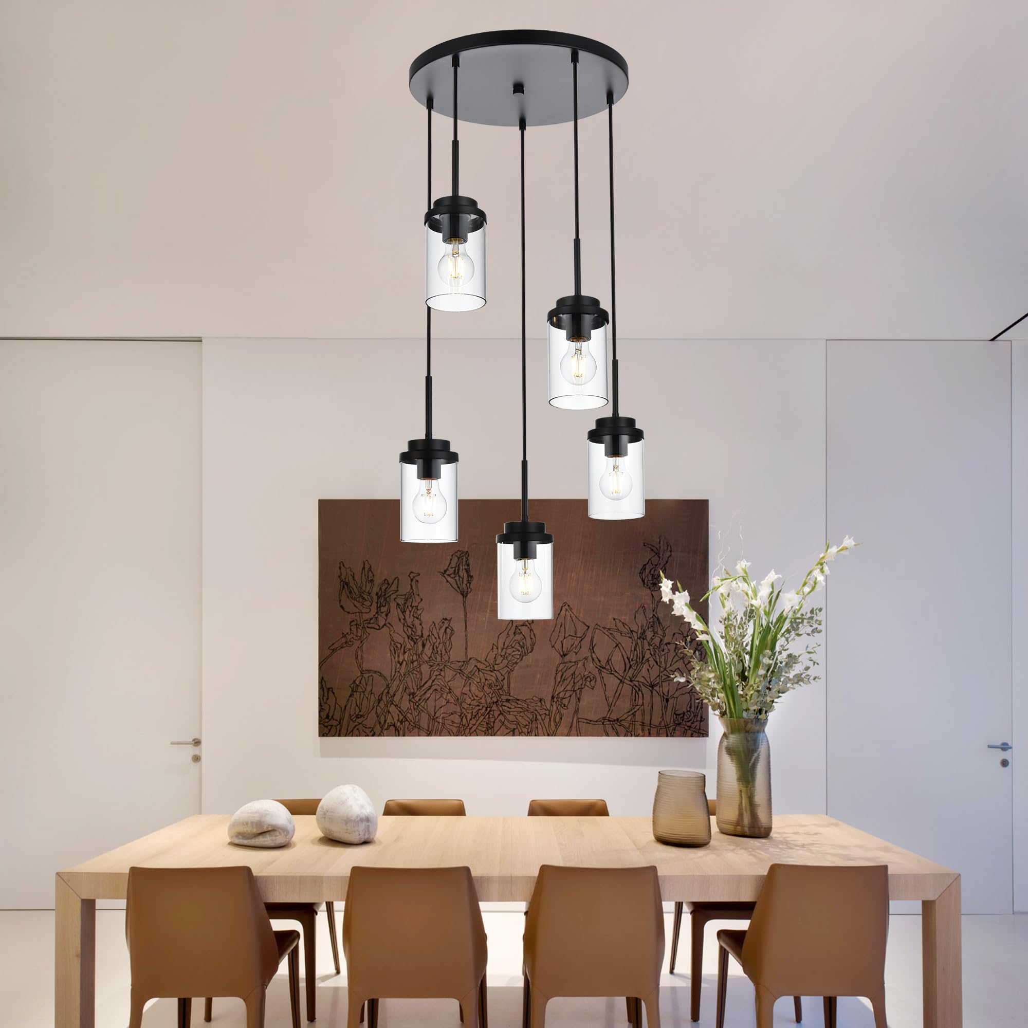 MELUCEE 5-Light Pendant Chandelier - Modern Lighting -3