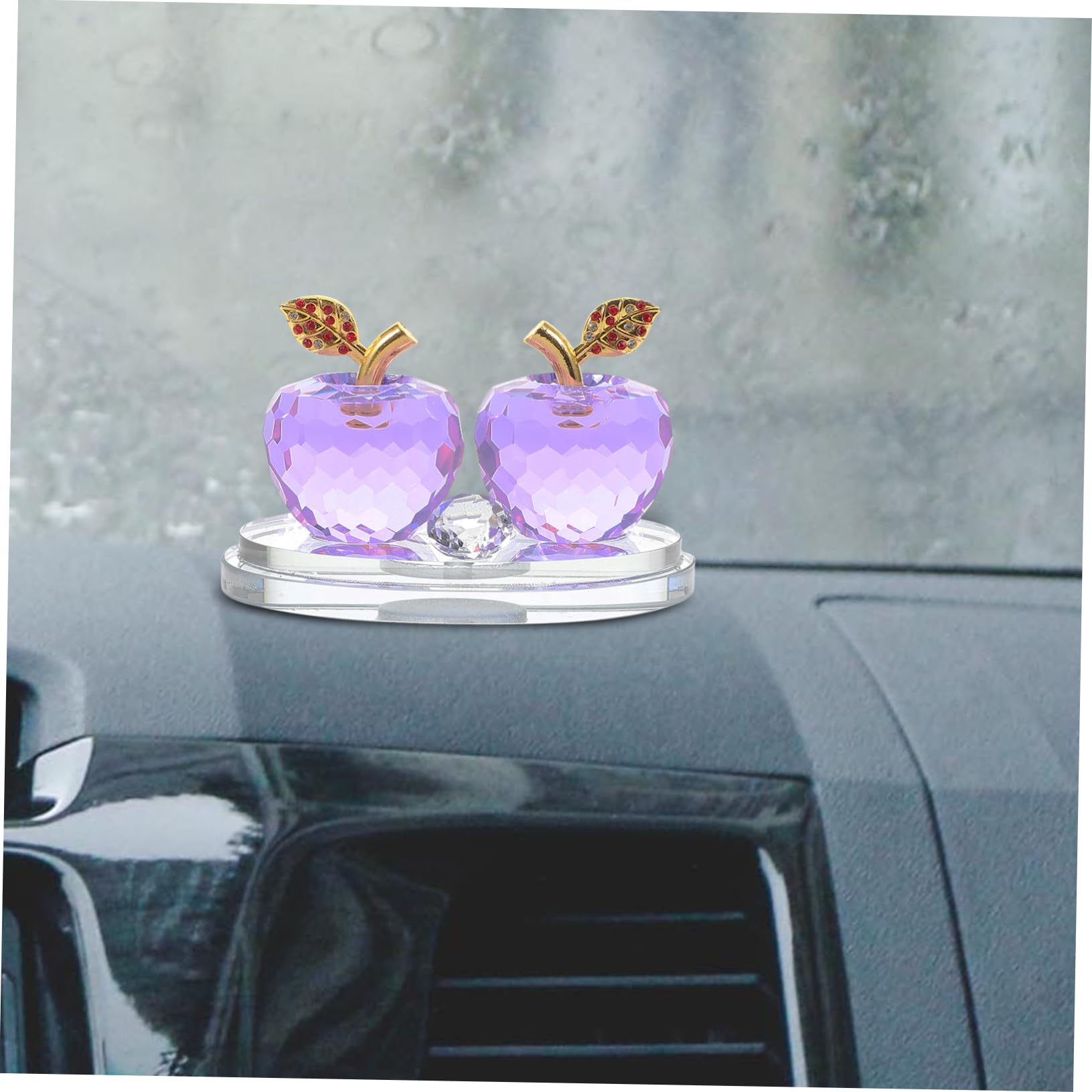 ULTECHNOVO Glasapfel-parfümbehälter für Armaturenbrett Leerer Aromatherapie-behälter für Auto Duftspender für Autoinnenraum Armaturenbrett-dekoration aus Glas Duftbehälter für Auto Apfelförmi