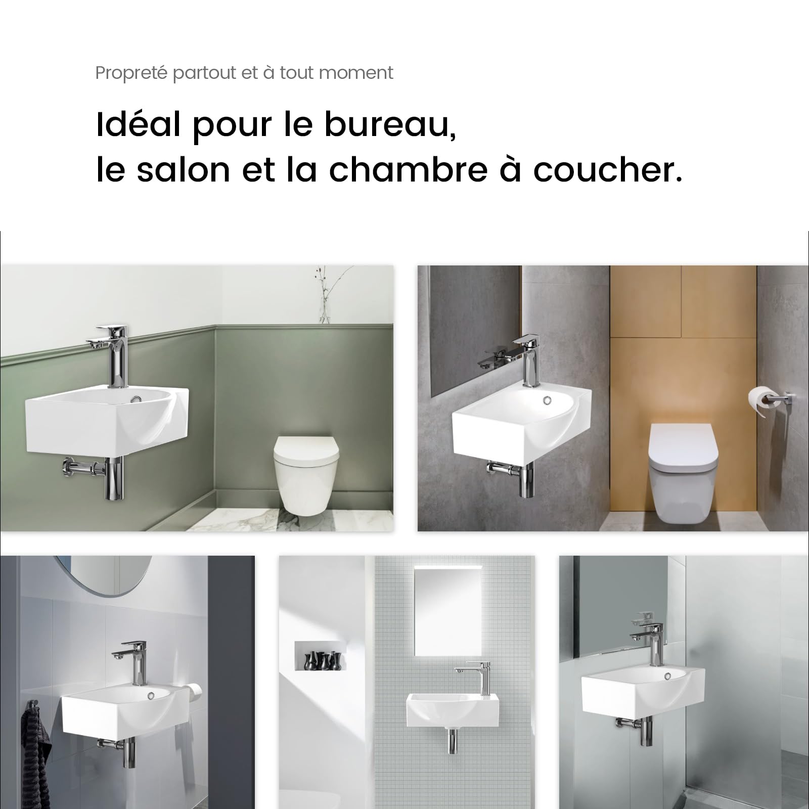 EMKE Lave-Mains pour WC Étroit 40 cm,Robinet à Droite, 405 x 280 x 140 mm | Petit Lavabo Céramique Rectangulaire Blanc Brillant, Petite Vasque Suspendue au Mur Gain de Place(Sans Robinet ni Bonde)