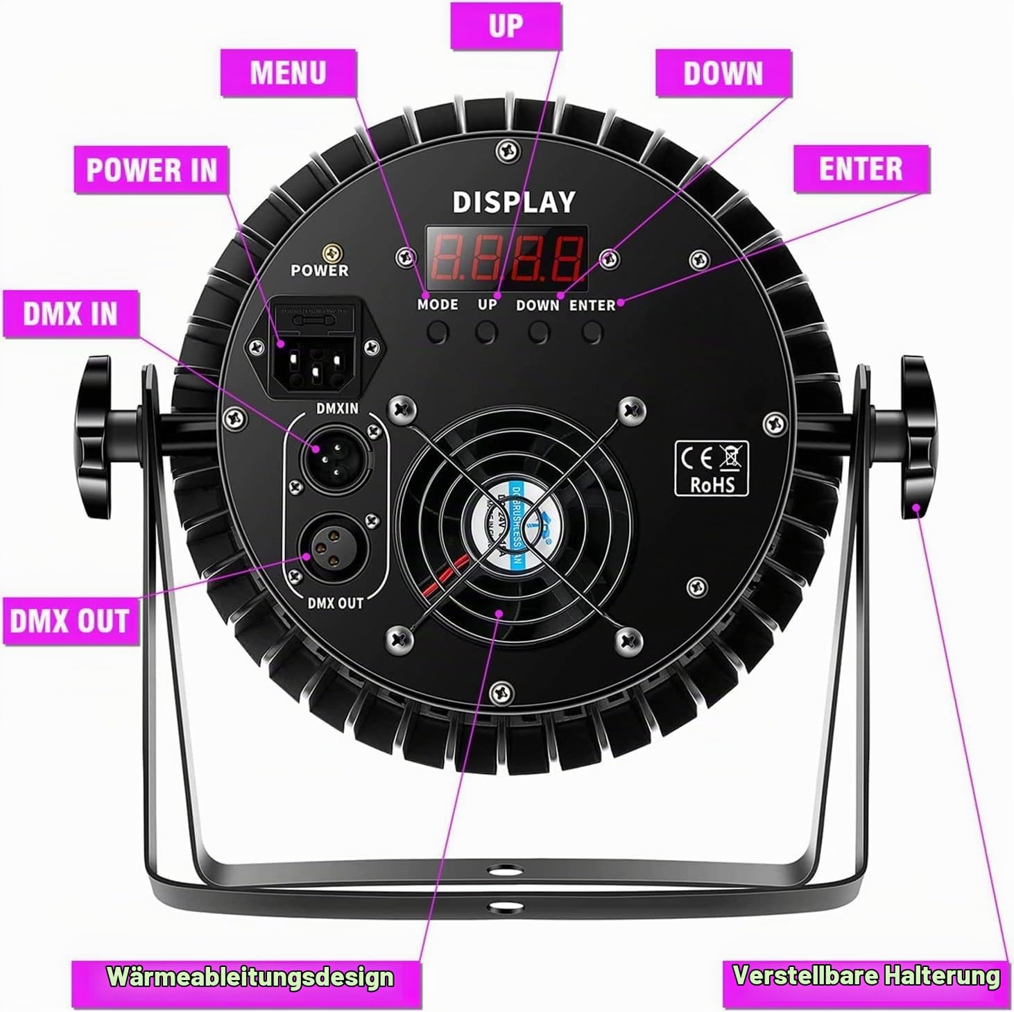 UV Licht LED Par Strahler 200W schwarzlicht 18 LED RGB 4 in 1 Scheinwerfer Bühnenlicht DMX512-8 Kanälen mit Par Licht Infinite Mixing/Rainbow Effect für Stage DJ Party Show Bar Halloween Weihnachten