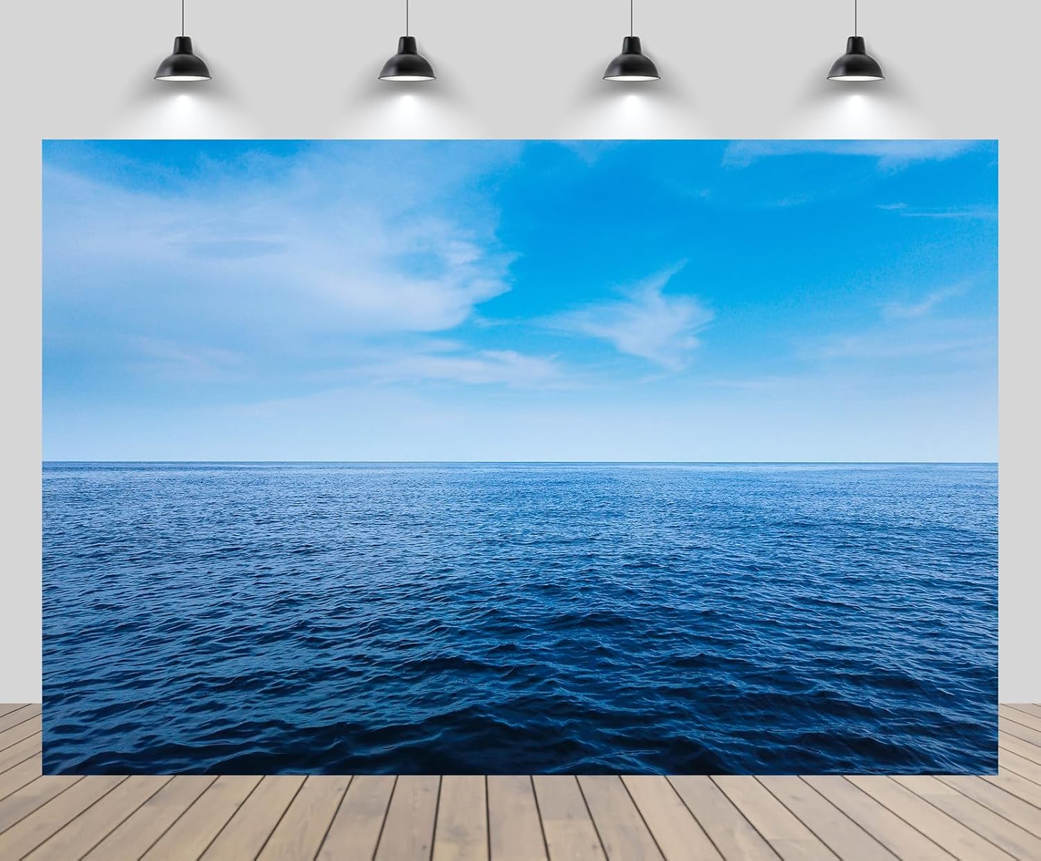 CHNYWORK 118x78 Inches Ocean Blue Sky Tapestry Wall Hanging Calm Sea Ocean Sky White Clouds Background for Bedroom Aesthetic Living Room Dorm Fabrics Wall Decor