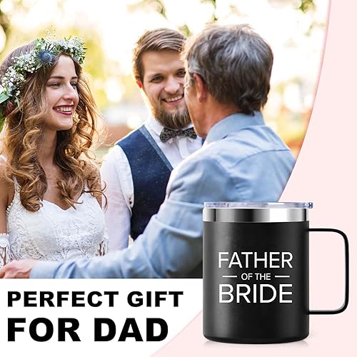 Miniatura 9 de Mejor oficial de bodas de novios  Taza de café aislada de regalo oficial de boda de aniversario  12 onzas con asa y tapa, acero inoxidable 304 tazas