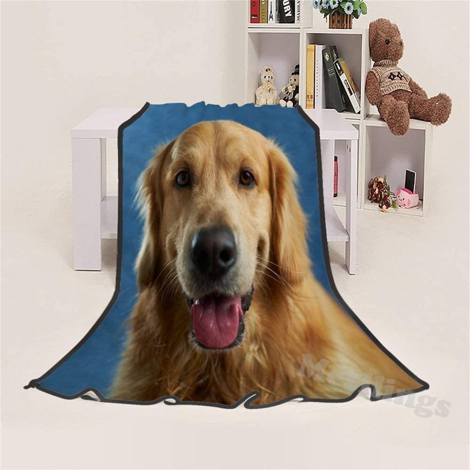Golden Retriever Flanelldecke, 165x127 Cm – Geschenk Für Hundeliebhaber, Superweich, Waschbar
