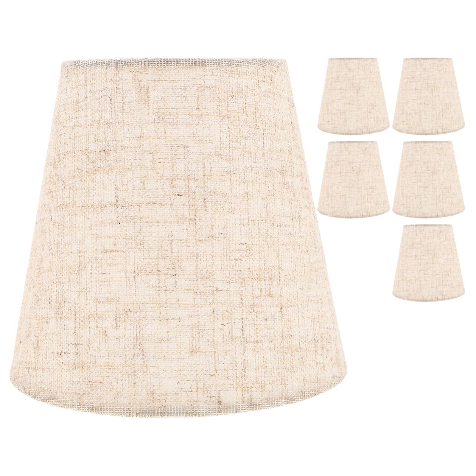 TOPBATHY Set da 6 Paralumi in Lino Naturale Clip Mini Paralumi a Barile per Lampadari E14 E27 di Ricambio per Lampade da Parete e da Tavolo Piccoli per Ambienti Interni Decorativi