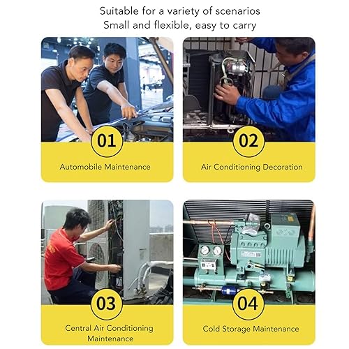 Miniatura 2 de Manómetro de colector, mini medidor de presión refrigerante de fluoruro para refrigerante R22, R32, R410A, perilla de metal G14, herramienta de aire