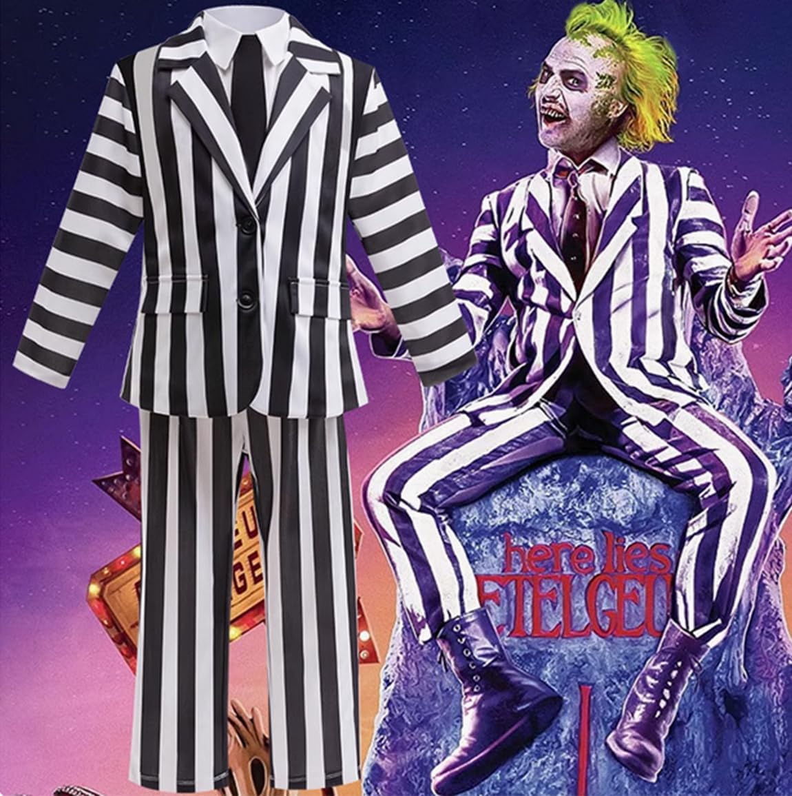 Boys' Wide Stripe Suit Kids Tuxedos for Formal Dress Jacket Pants Halloween Wedding Christmas