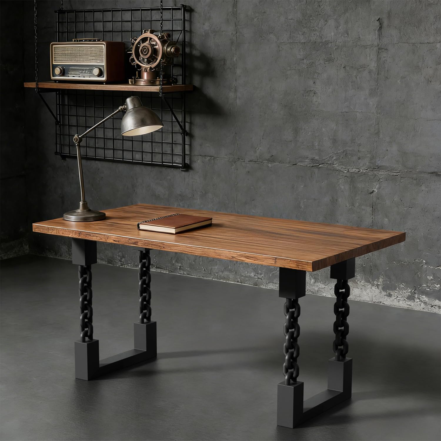 Orgerphy 30” Black Metal Desk Legs (2PCS)| Heavy Duty Rectangle Chain Shape Furniture Legs for Desk| Metal Furniture Legs| Industrial Style Tea Table Legs for DIYers(30x18in