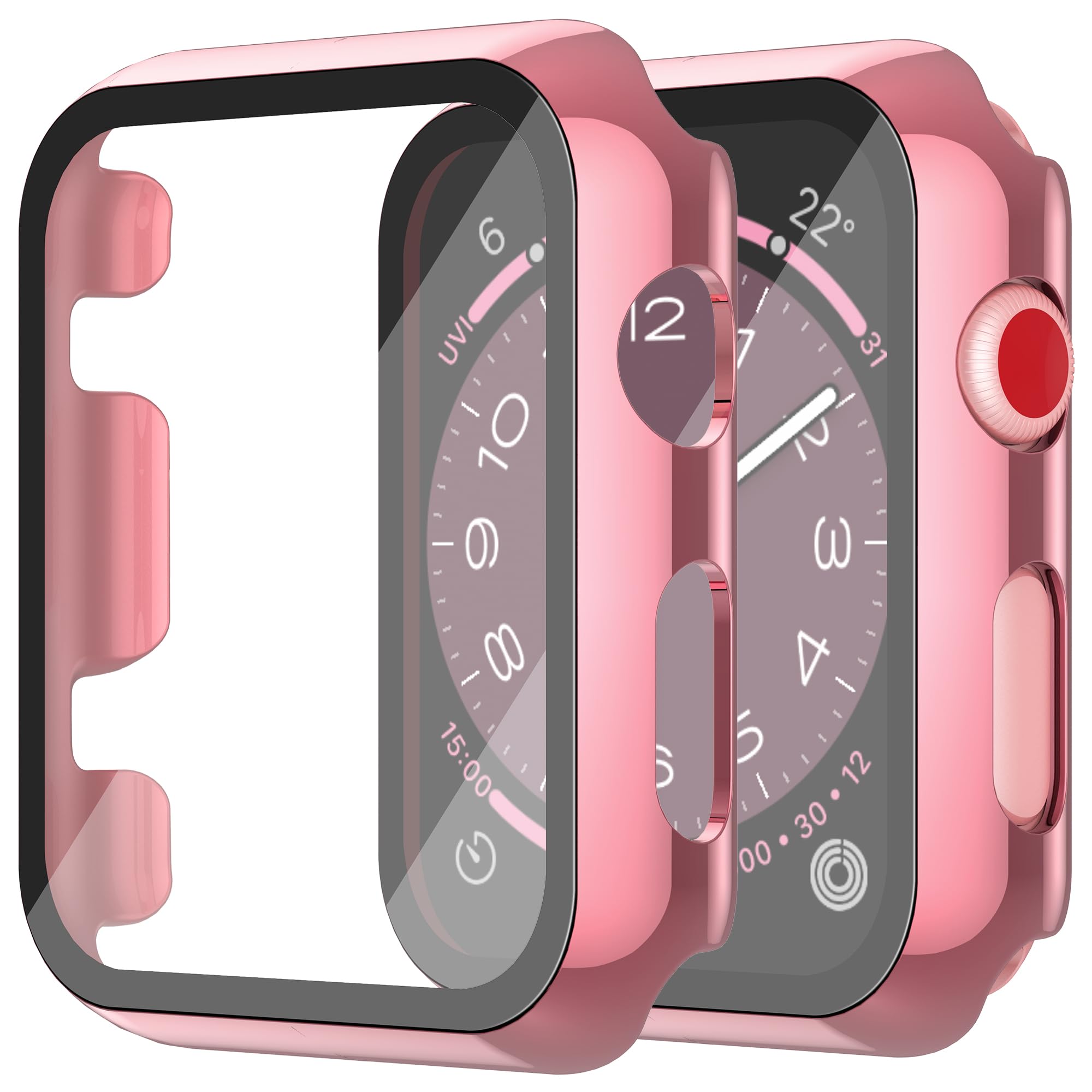 Piuellia 2-Pack Hard Case PC Screen Protector with Tempered Glass Compatible for Apple Watch Series 3 Series 2 42mm