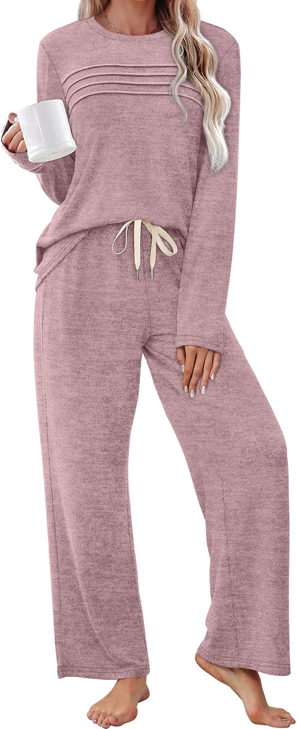 Sampeel Pajamas for Women Set Comfy Lounge Sets Two Piece Long Sleeve Cute Pjs Soft Sleepwear Fall Clothes