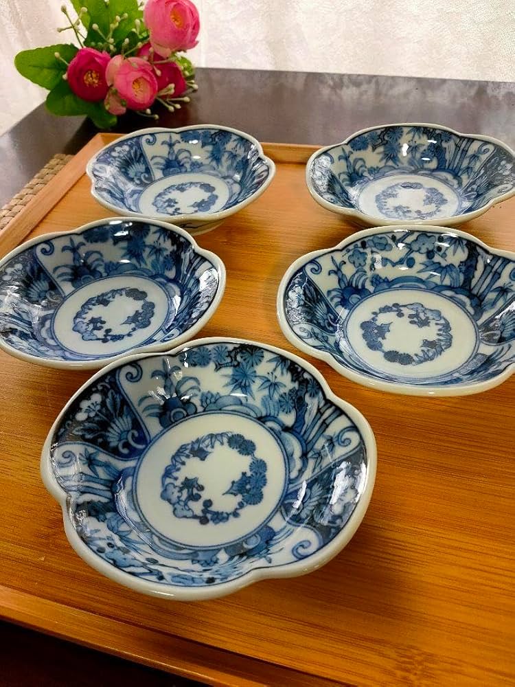 龍峯 小皿 龍峯窯 捻祥瑞銘々皿揃 5枚セット 染付