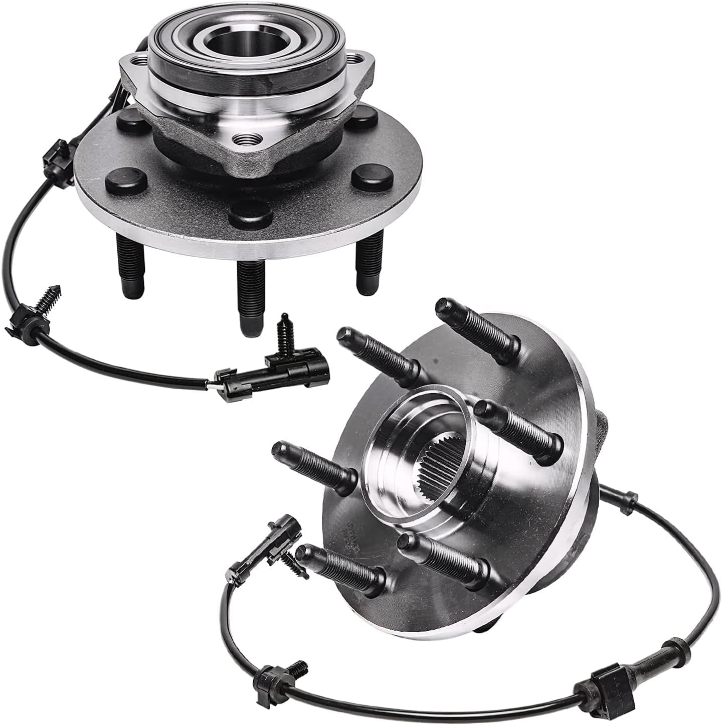 Detroit Axle - 4WD Front Brake Rotors Kit for Chevrolet GMC Silverado Sierra Express Suburban 1500 Tahoe Yukon Escalade Disc Brake Rotors Wheel Bearing Hubs + 13pc Wheel Lug Nuts Replacement