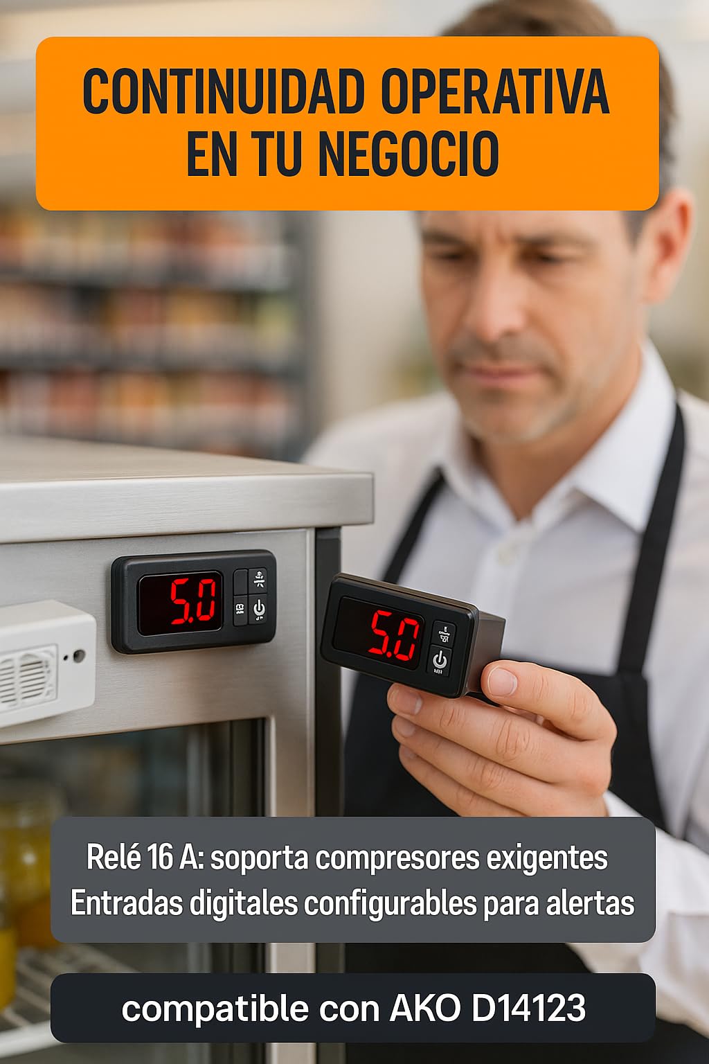 RO Linea Blanca Thermostat numérique panneau compatible avec AKO D14123 230 V 1 relais 16 A Plage -50 à 99 C Sonde NTC 1,5 m IP54 Mesure 71 x 29 Contrôle froid Chaleur Display LED pour caméras