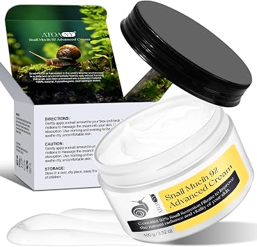Snail Mucin 92% Face Moisturizer, natural treatment, Lightweight Moisturing Cream for Wrinkle Treatment, Fine Line, Hydrating, Anti Aging Face Cream with Vitamin C, E & Natural Collagen, 100g/3.52 oz