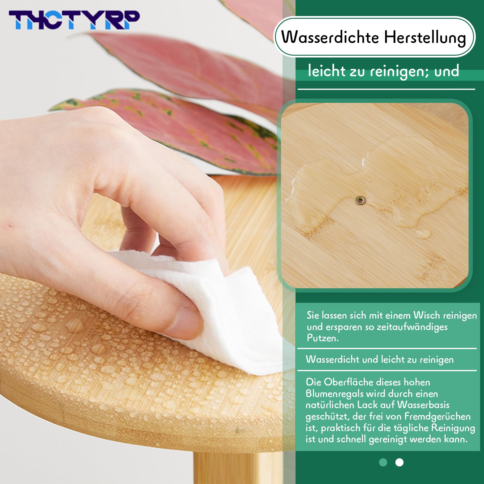 Bambus Blumenständer mit Rollen, Hoch & Niedrig | Pflanzenständer für Wohnzimmer & Balkon, Innenblumenständer mit Rädern, Mehrstöckig