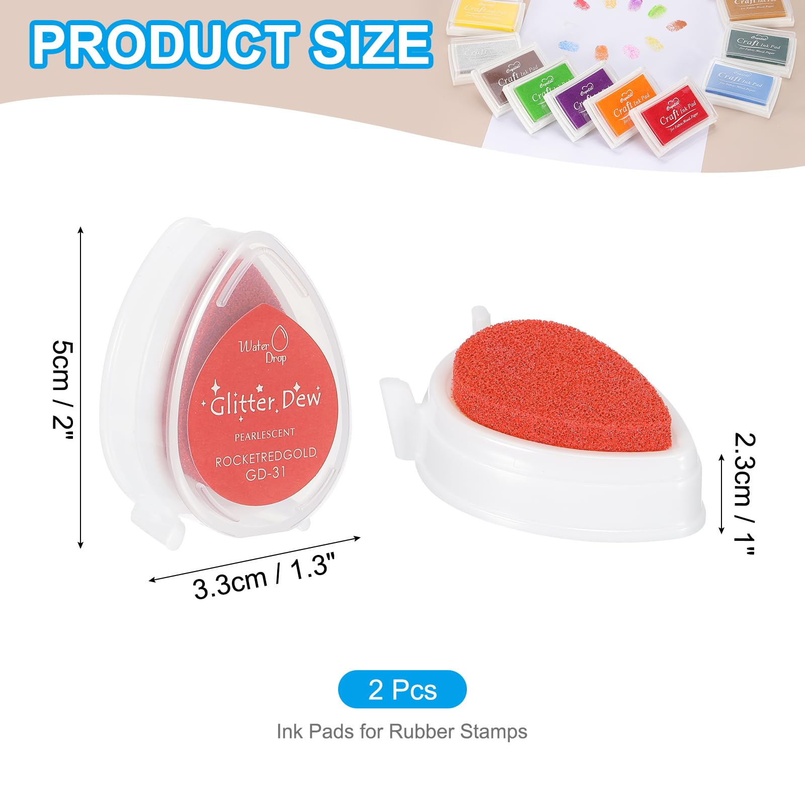 PATIKIL Craft Ink Pads for Stamps 2 Pcs Washable Finger Print Ink Stamp Pad Color DIY Rainbow for Rubber Stamps Paper Scrapbooking Fabric Wood - Image 2
