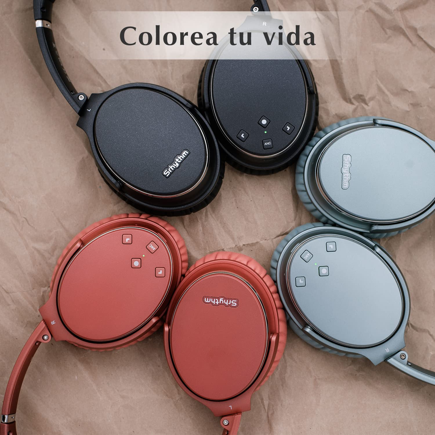 Srhythm NC35 ANC Over-Ear con Tipo-C Carga Rápida Mic,Plegable Auriculares Inalámbricos con Cancelación de Ruido Bluetooth 5.0,Llamada de Voz,Mega Bass,50+ Horas de Tiempo de Juego