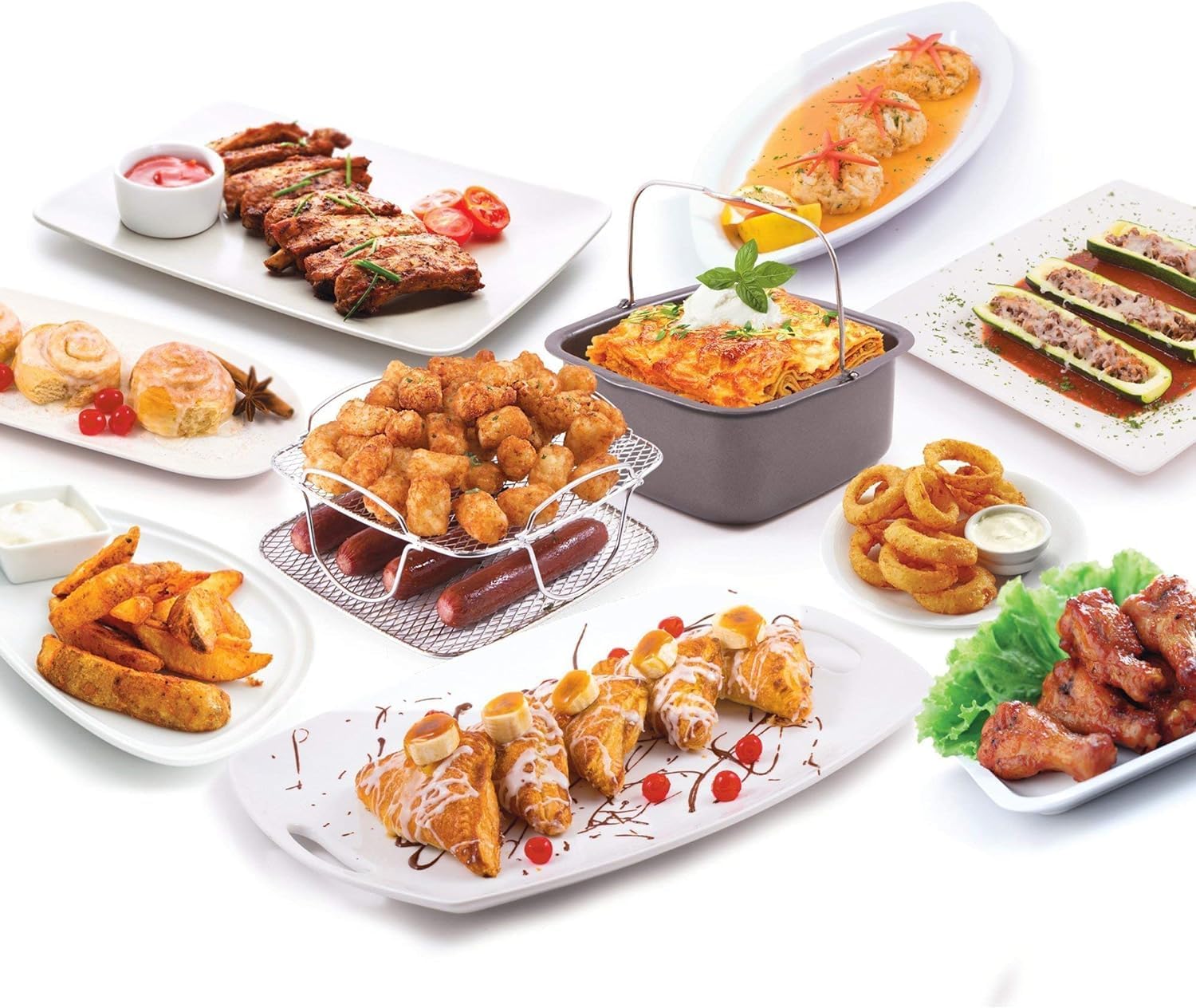 Nuwave 2pc Brio Air Fryer Cooking Accessory Kit, Reversible Rack and Baking Pan, Compatible with 3QT Brio Air Fryers or Larger