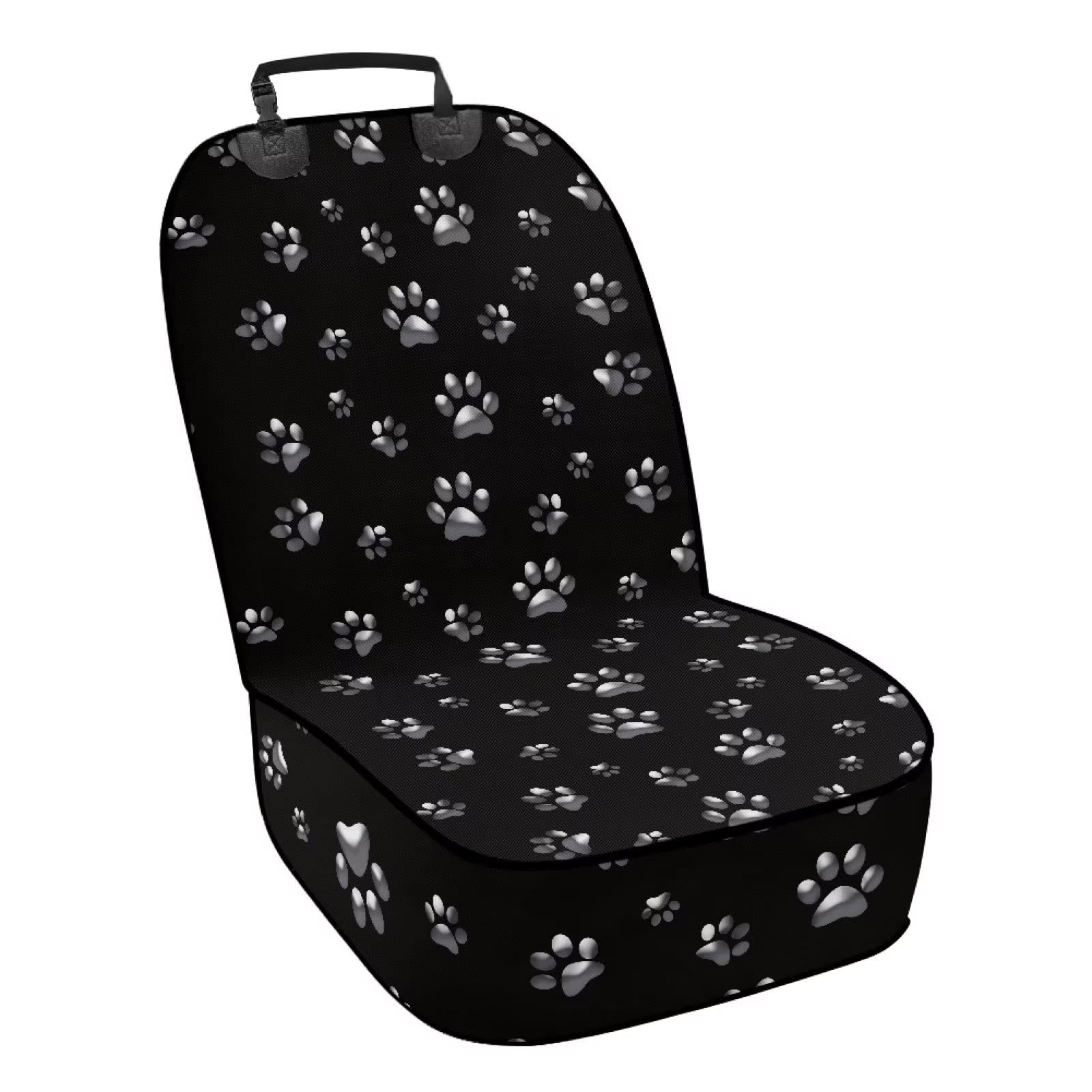 Biyejit Cartoon Dog Paw Front Car Seat Cover for Cars SUVs Trucks Waterproof Nonslip Seat Covers for Pet Dogs and Cats, Easy to Clean, Black