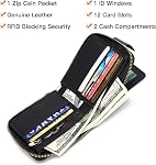 GOIACII Genuine Leather Wallet for Mens RFID Blocking Mens Wallet with Zipper Coin Pocket ID Window