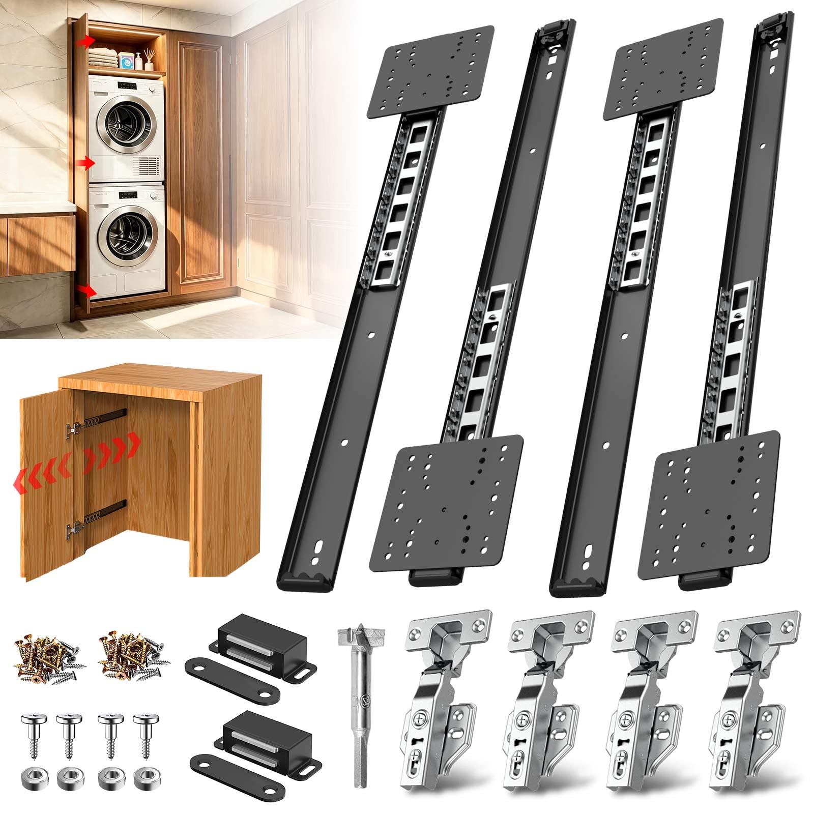 Pocket Door Slide, Cabinet Door Hardware Kit for Insert Doors