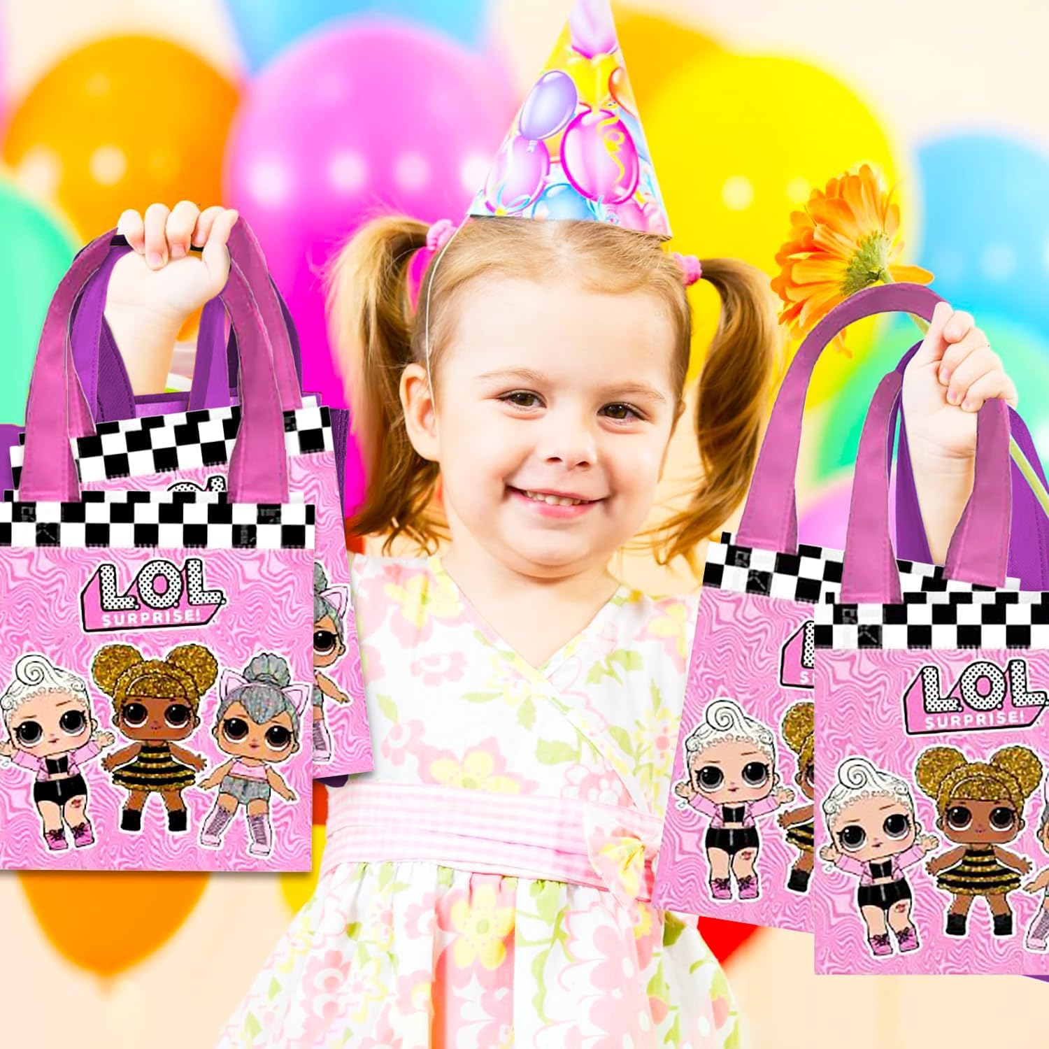 LOL Surprise Party Favor Bag Set – 24 Pack of 8" Goodie Bags for Kids Bulk Reusable Mini Totes | LOL Surprise Birthday Supplies for Girls, Kids