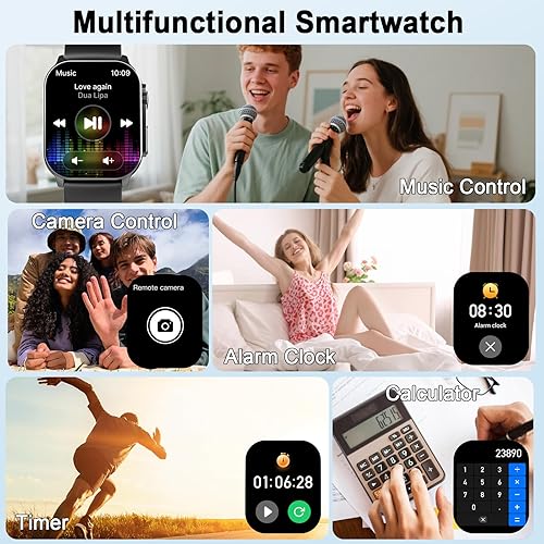 Miniatura 6 de Reloj inteligente para hombres y mujeres (respuestahacer llamadas), reloj inteligente HD de 1.95 pulgadas, rastreador de actividad física con más de