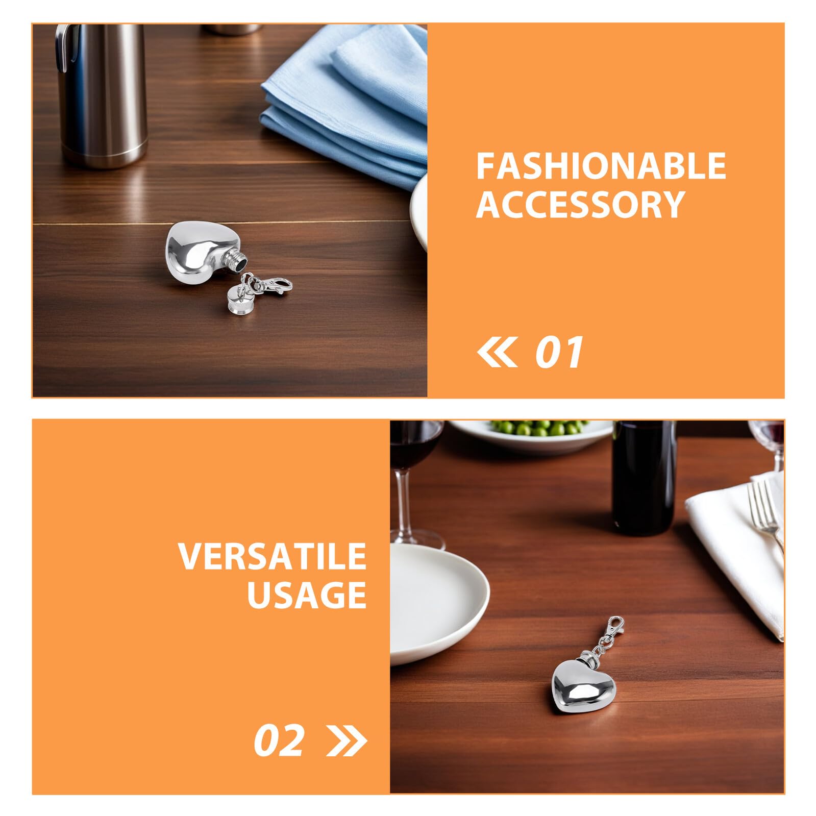 Hohopeti 8 Szt. Mini Heart Shaped Small Hip Flask Stainless Steel Portable Pocket Whiskey Bottle for Men Women Outdoor Travel Party