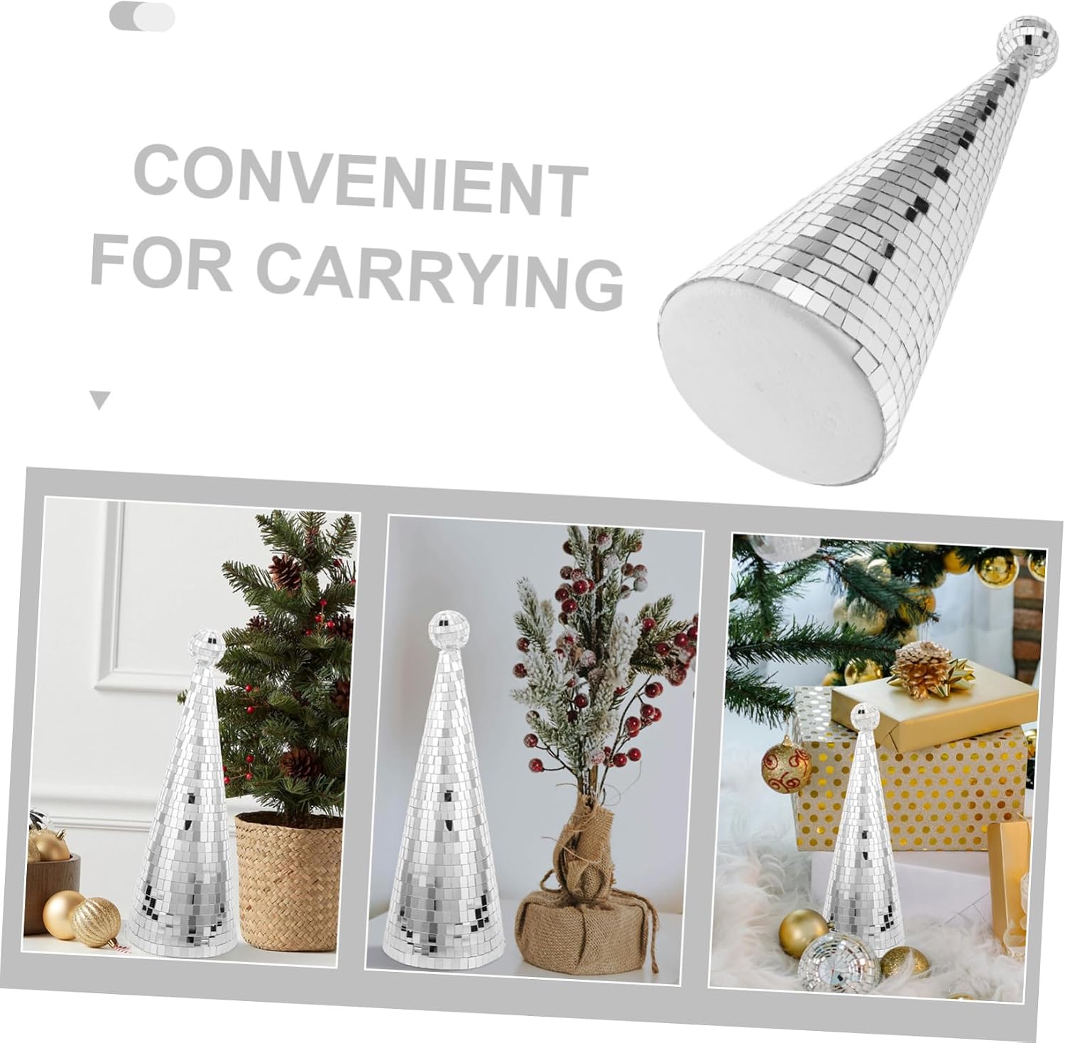 Tabletop Disco Xmas Tree Decor Trendy Holiday Decor Silver Tinsel Tree Ornaments