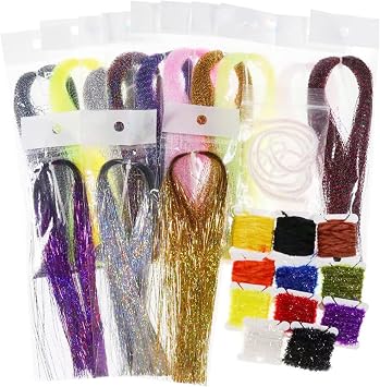 GREATFISHING Fly Tying Materials Choice Crystal Flash Tinsel Chenille Dubbing Line Yarn Realistic Nymph Bugs Scud Dry Saltwater Flies 25PC Fly Tying Materials Kit