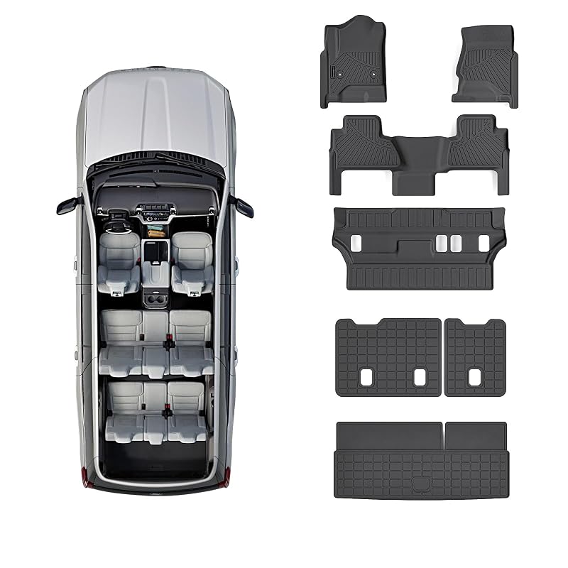 Tapete automotivo de piso e porta-malas em TPE para Chevrolet Tahoe 2015–2020, 8 lugares, compatível com GMC Yukon, não compatível com versão XL, conjunto completo