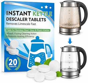 Kettle Descaler Tablet, Kettle Cleaner Remove Hard Water & Mineral Buildup, Hardwater Stains, Citric Acid for Cleaning & Descaling Water Distillers, Boilers, Limescale Remover For Kettles