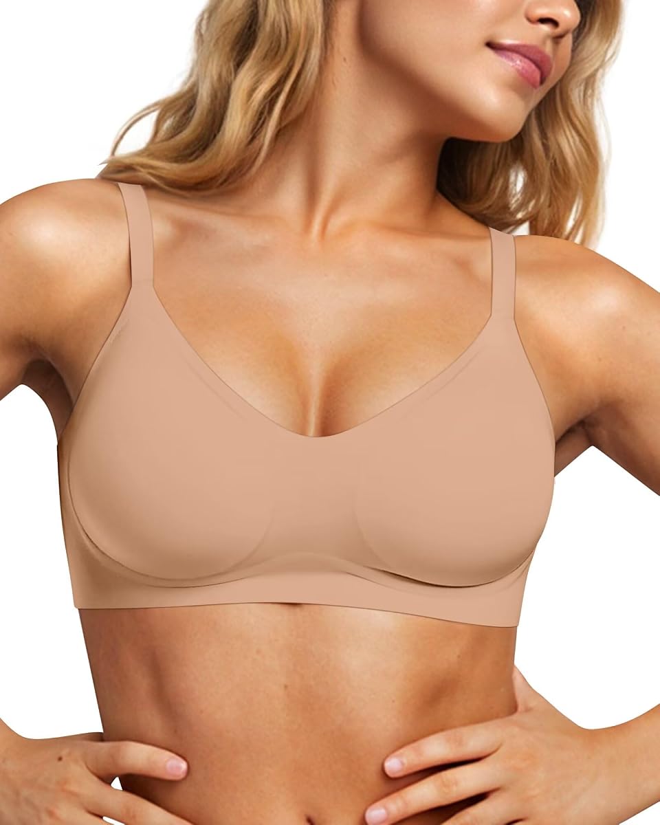 Vertvie Bralette cómodo sin costuras para mujer | Sin aros, Push Up, Suave como la mantequilla, Transpirable, Con soporte, No Show, Sujetadores tipo camiseta de cobertura total, Gel suave, Deportes y uso diario