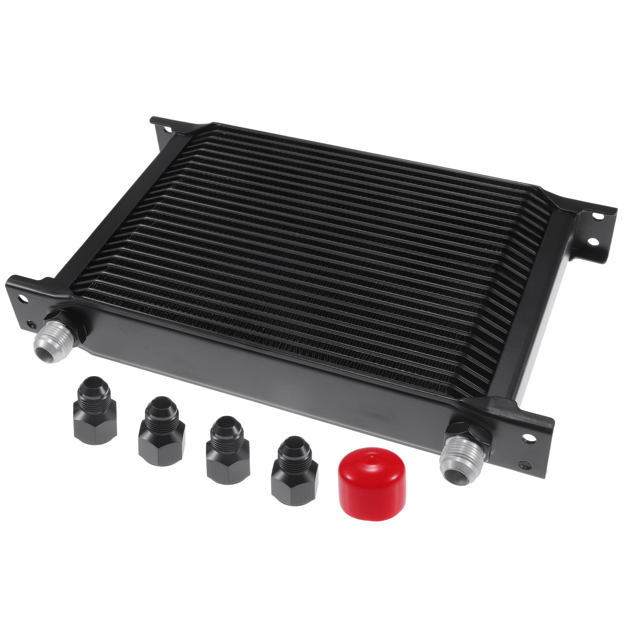 Enfriador De Aceite De Transmisión Negro 1Pc Universal Aluminio | Universal, Aleación De Aluminio, Negro, 33X18X5Cm, Adaptadores 6An/8An, Para Vehículos Recreativos, Camiones, Furgonetas