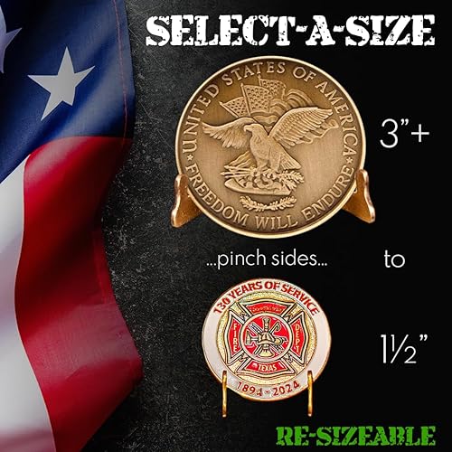Miniatura 7 de Soporte de exhibición de monedas de desafío militar reutilizable (BRASS) - Metal sólido con acabado anodizado (negocio propiedad de bomberos) (6