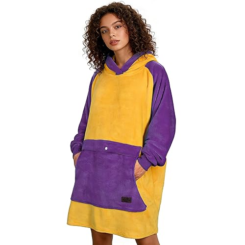 Tirrinia Oversized Wearable Blanket Hoodie, Cozy Fleece Giant Hooded Sweatshirt,