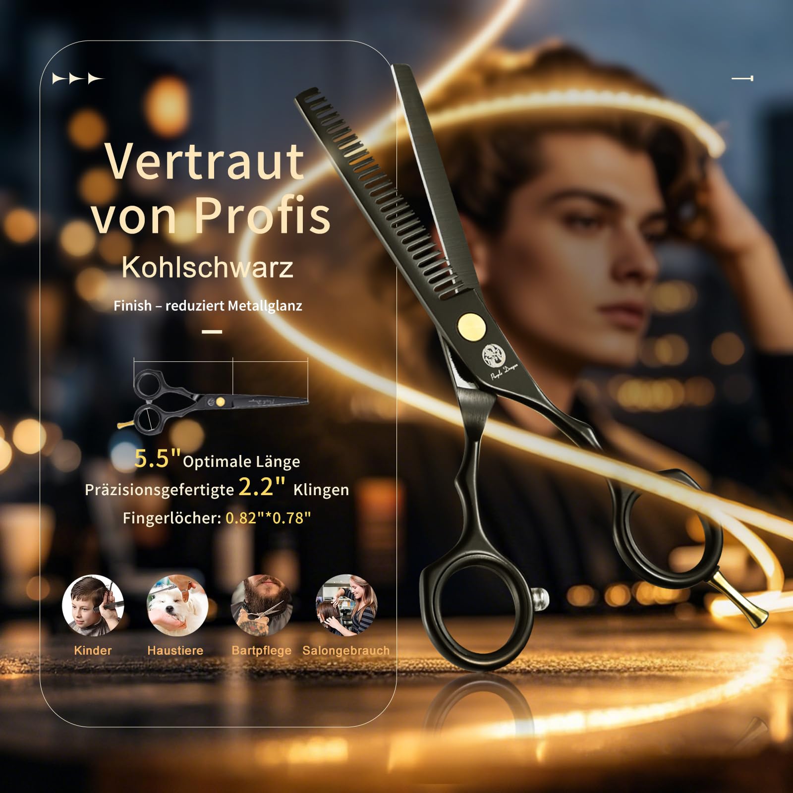 Purple Dragon Haarschere 5,5 Zoll Profi Friseurschere Set scharfe Schere für Friseur Barbier Anfänger Schwarz