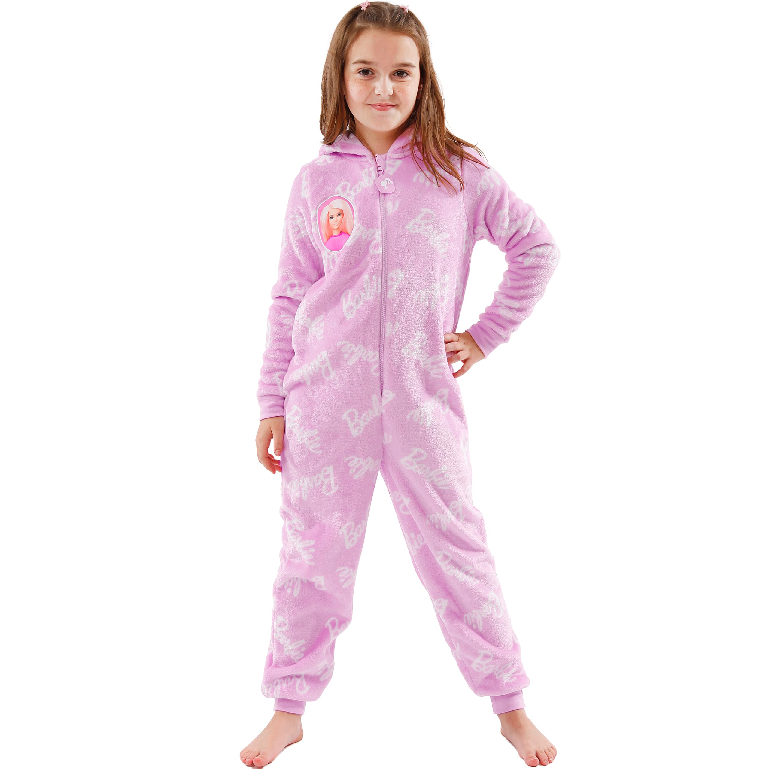 Barbie Onesie dla dziewczynek Różowa polarowa piżama dzieci Rozmiary 5-13 lat