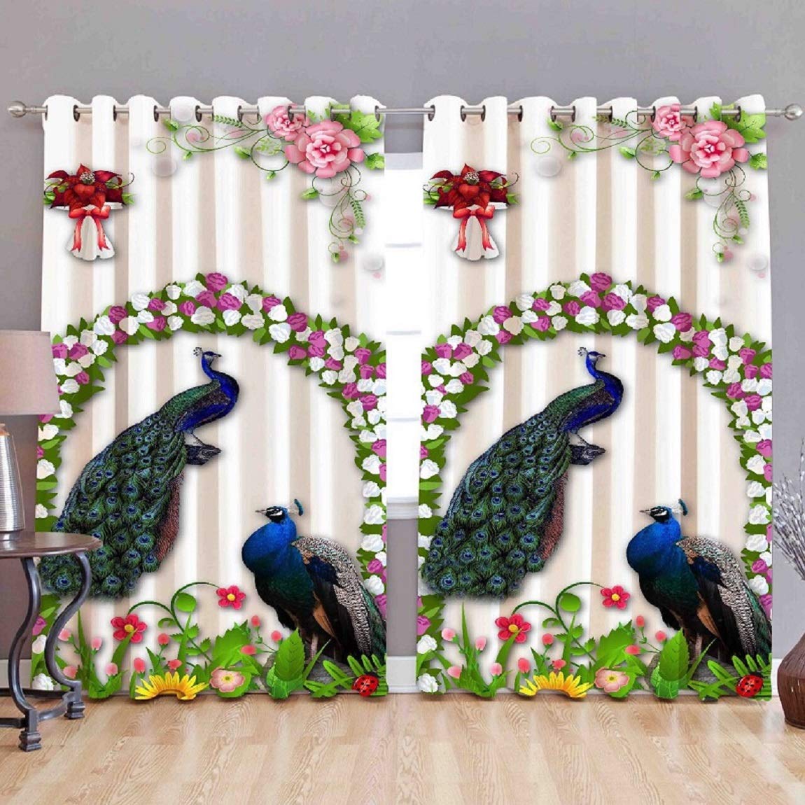 Jiyansh Decor 3D Digital Printed 9Ft Curtain Drapes for Long Door Room Darkening Themed Panels for Decor ation |Curtains for Kids Bedroom Living Room, 4 x 9 Feet, Peacock, Pack of 2 (B09K1JRB7N) Amazon Price History, Amazon Price Tracker