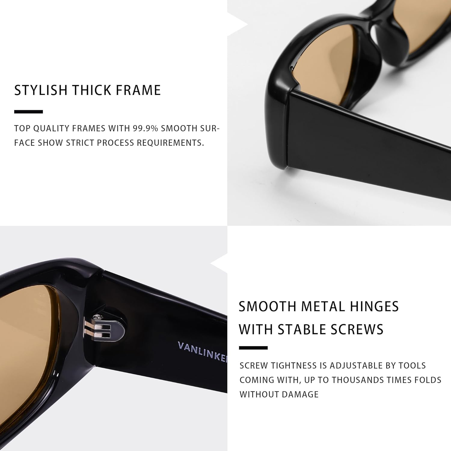 VANLINKER Trendy Small Polarized Rectangle Sunglasses for Women Men Retro 90s Shades VL9787 - Image 4