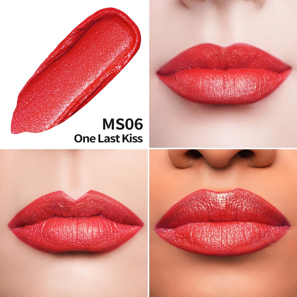 Oulac Coral Red Matte Lipstick for Women Glitter Liquid Lip Stick with Sequin, Long Lasting Lip Stain, High Impact Lipcolor - Image 3