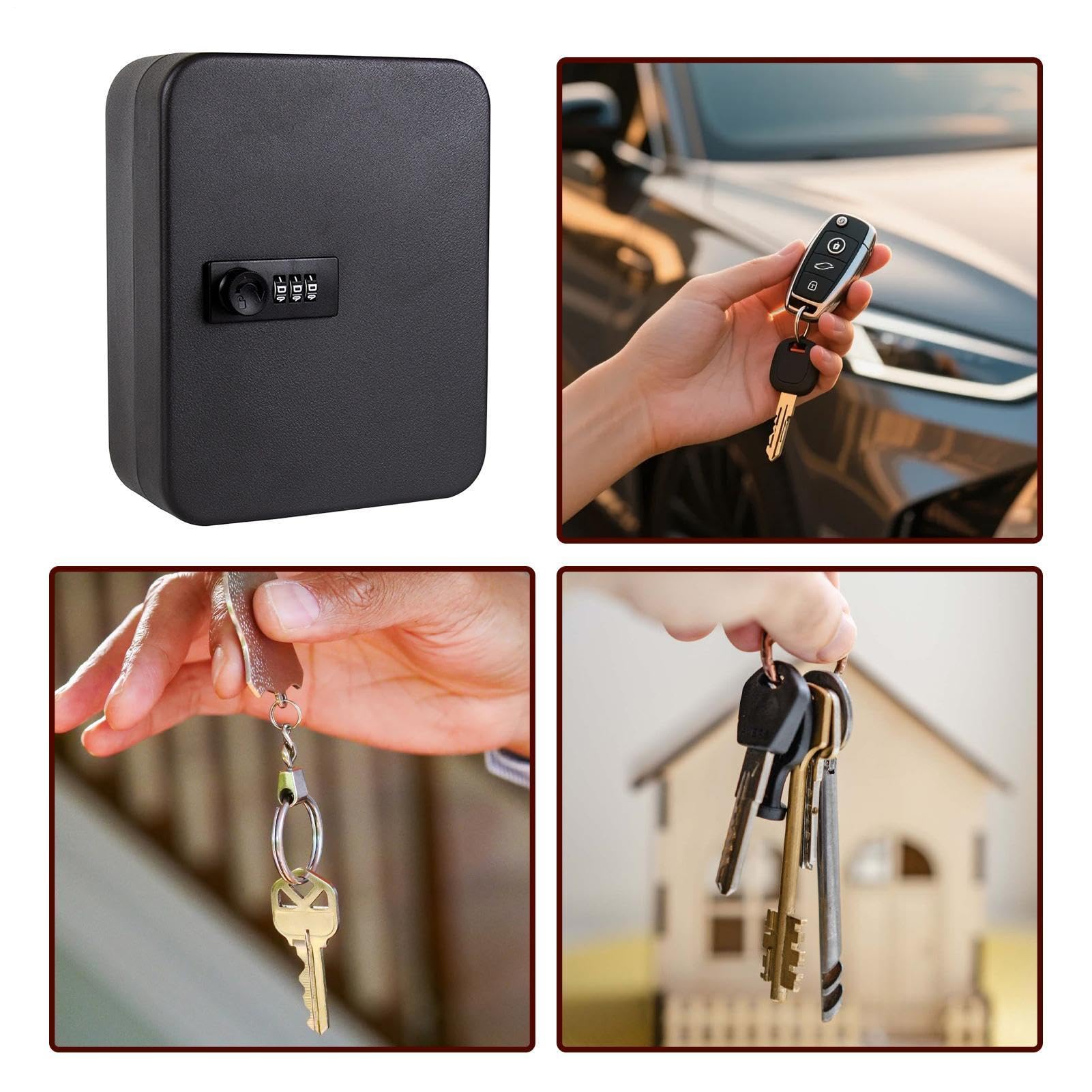 Cassetta Portachiavi A Muro Con Serratura Contenitore Sicuro Impermeabile | Con Codice E 28 Ganci Cassetta Di Sicurezza Per Casa Porta Esterno Garage Abitazione Cortile Hotel