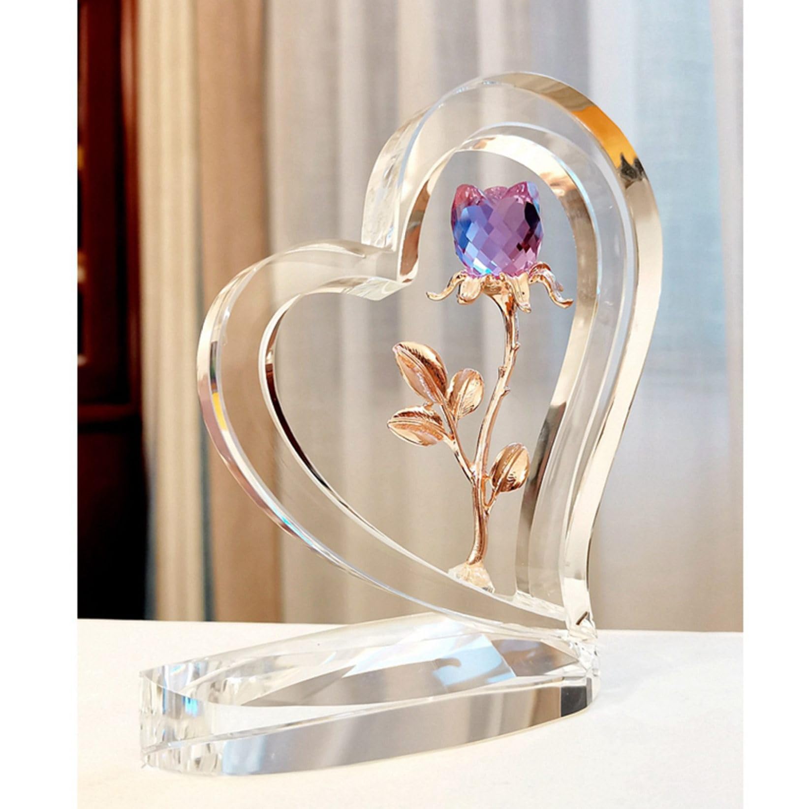 Amazon.co.jp: k9クリスタル 水晶造花 ハート 薔薇 バラ ローズ