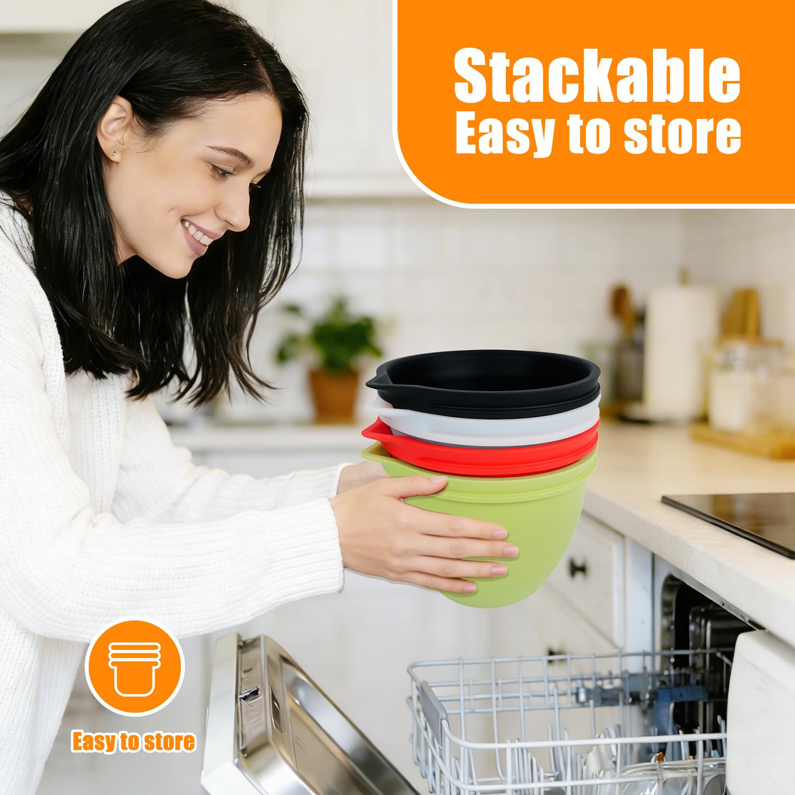 Silikonowe wkładki kompatybilne z miską miksera Kitchen Aid o pojemności 4,5-5 kwartału z uchylną głowicą, 2 pokrowce z pokrywkami (biały + zielony)